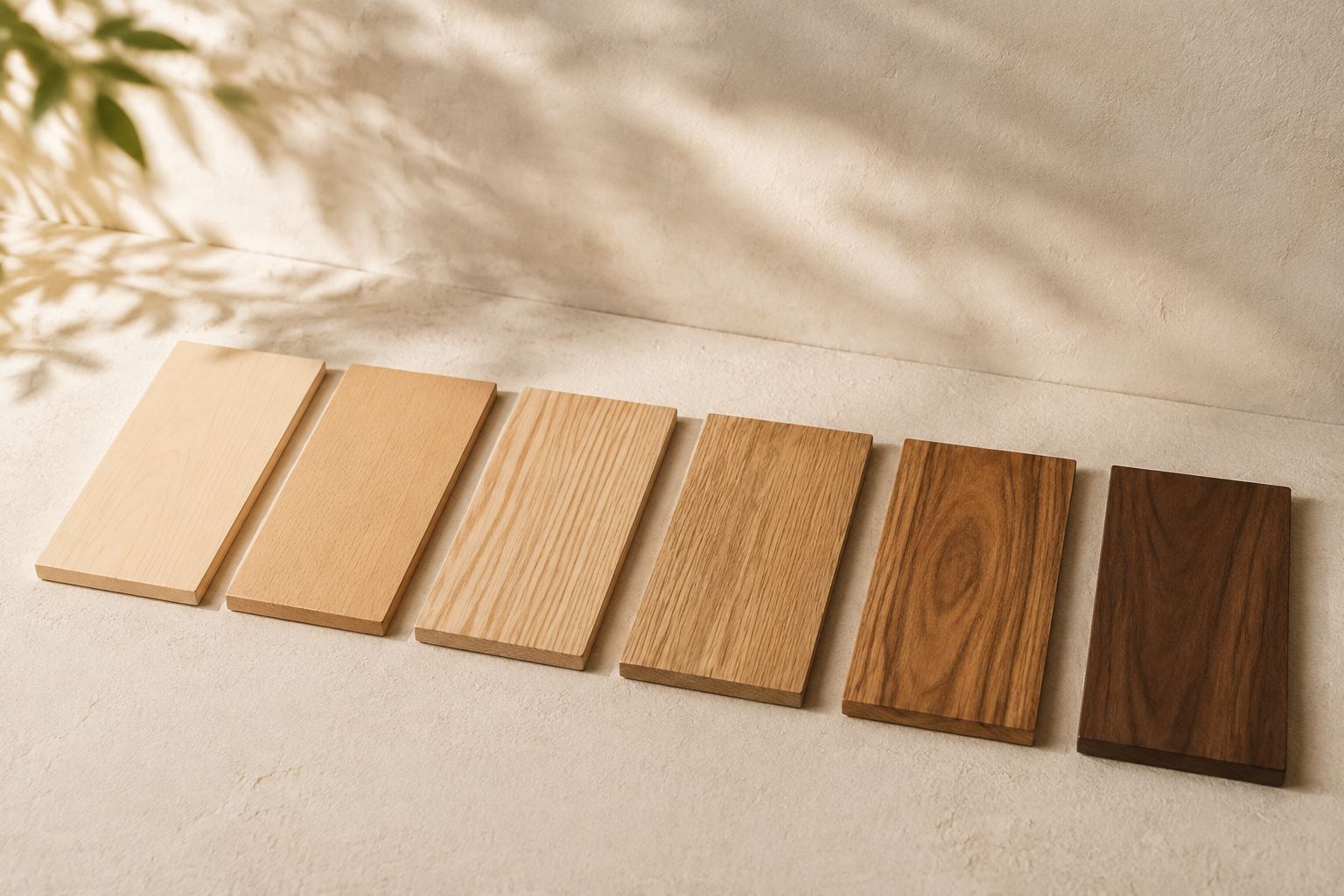 Six wood samples for OEM kitchenware material selection
